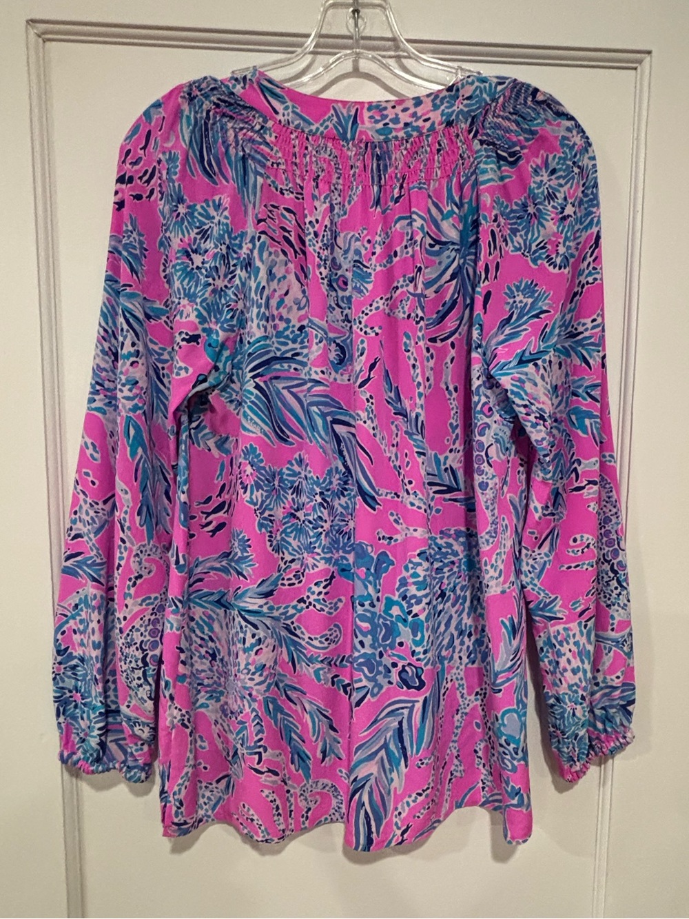 Lilly Pulitzer Elsa Silk Top Mandevilla Pink New Kids On The Dock Pink Blue S - Picture 2 of 13